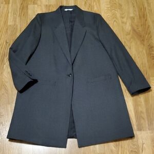 iCi By Bonders Vintage Womens Long Blazer Jacket Size 18 Pinstripe Charcoal Gray